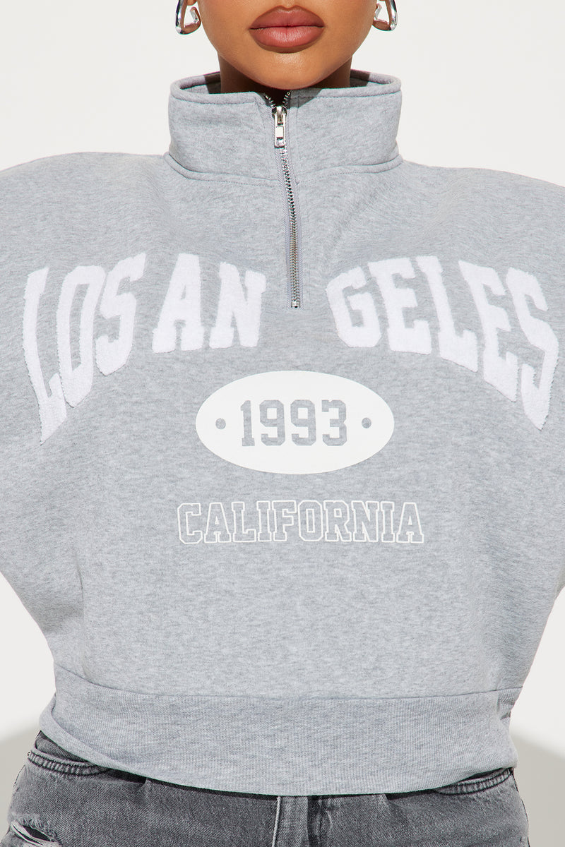 Los Angeles Half Zip Sweatshirt - Heather Grey | Fashion Nova