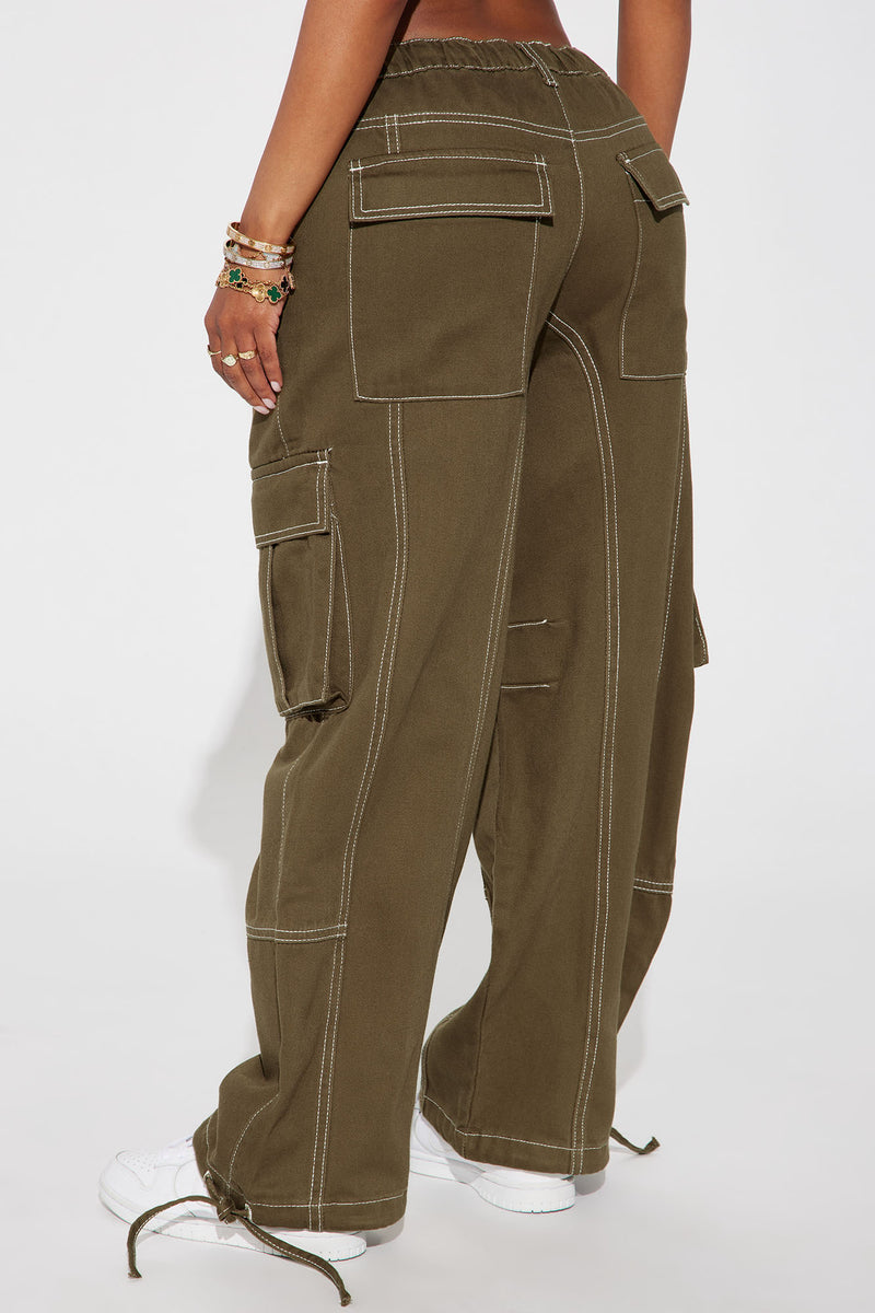 Out For Tonight Fold Over Cargo Pant - Olive, Fashion Nova, Pants