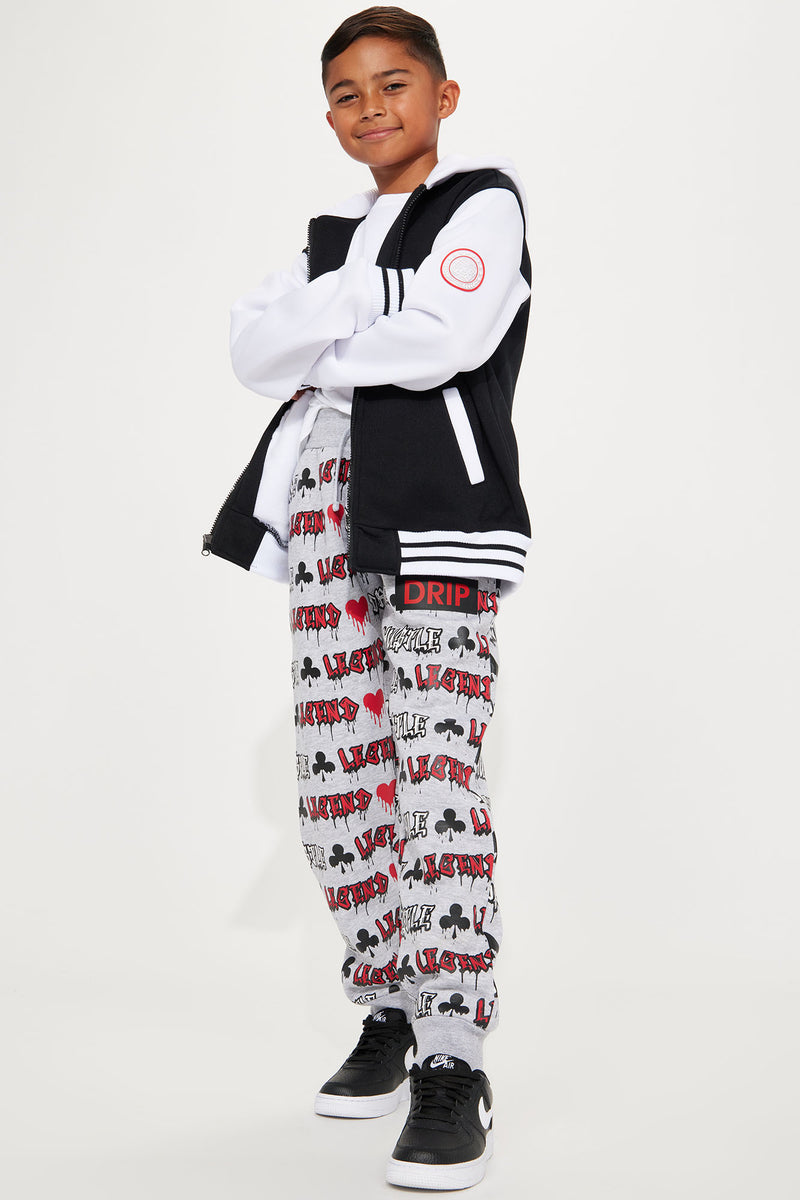 Mini Drip King Kids Heather Jeans Fashion Pants Grey Fashion Joggers & Nova, | Fleece Nova - 