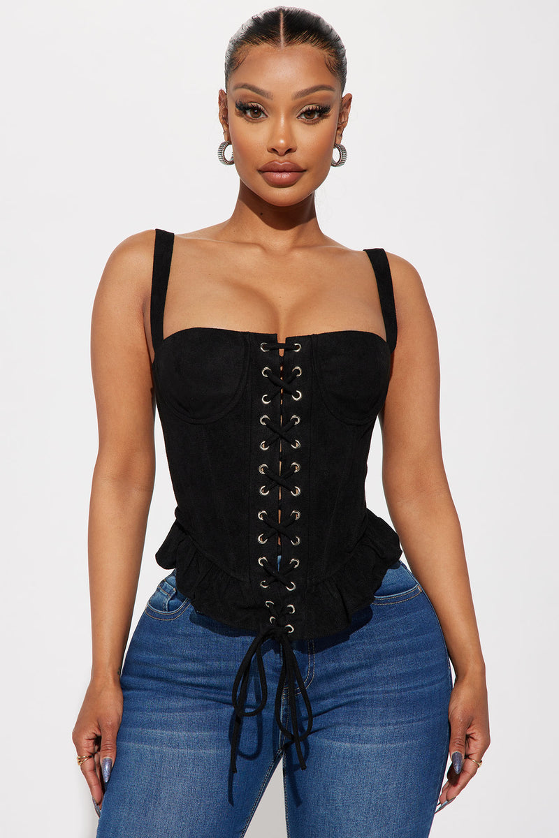Hot List Strappy Corset top - Olive