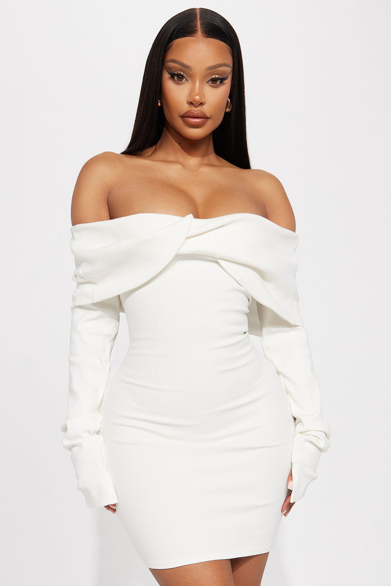 Vivianna Snatched Mini Dress - Off White