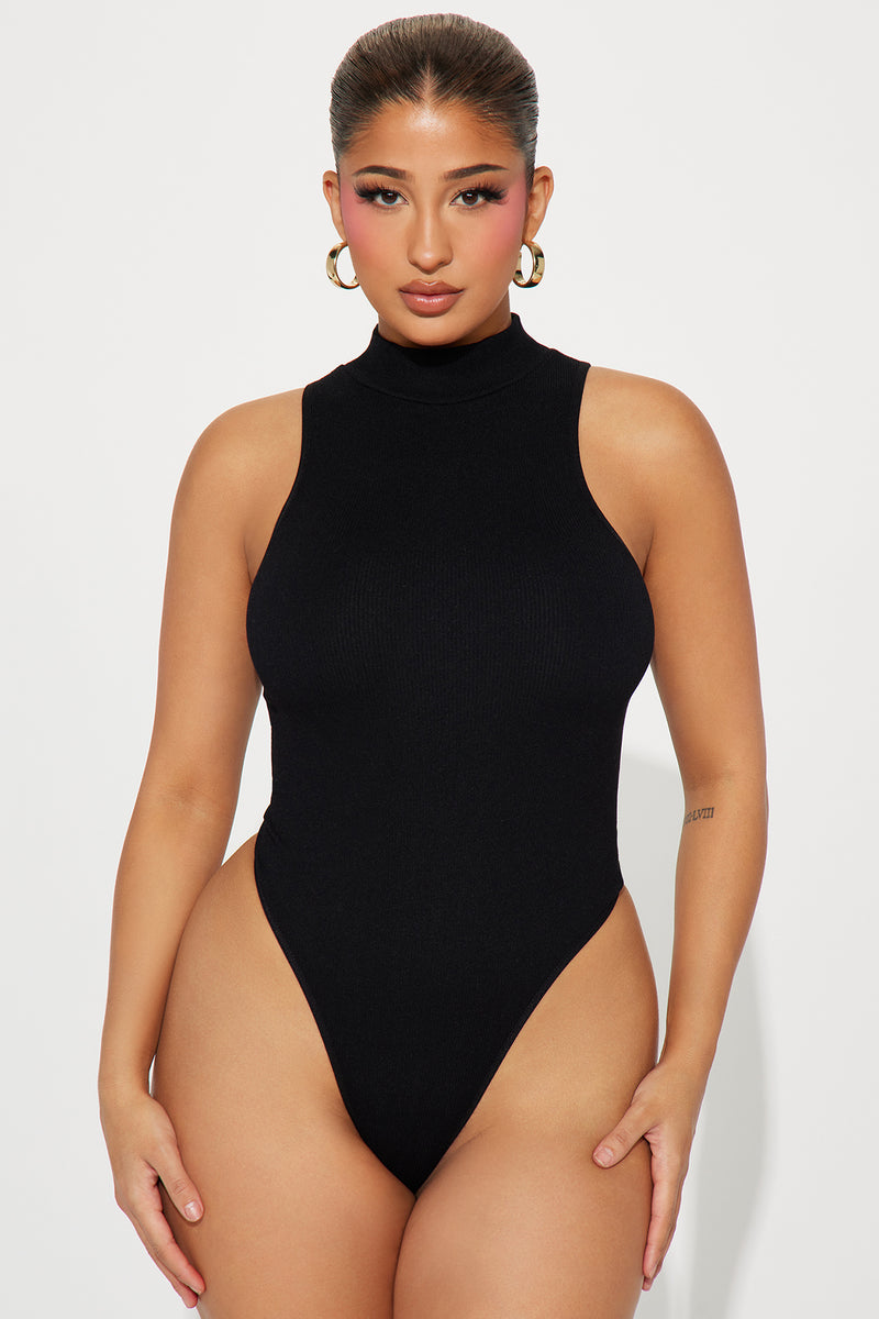 Front And Center Seamless Bodysuit - Black, Fashion Nova, Bodysuits