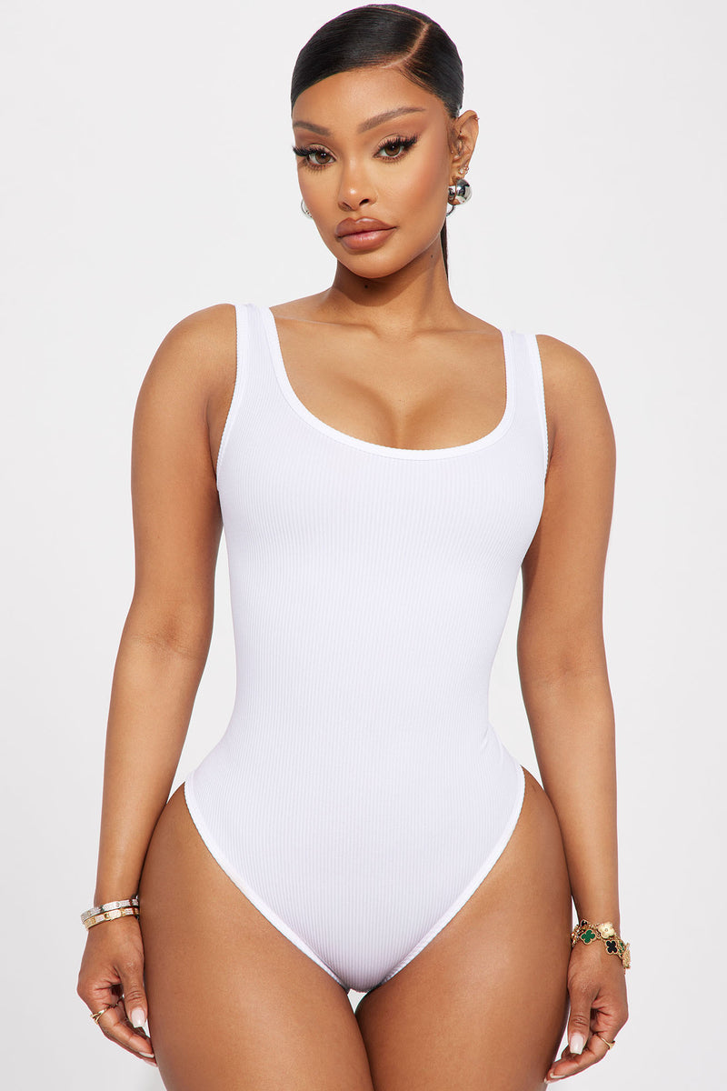 Ribbed Crew Neck Bodysuit White JAVING, South Africa