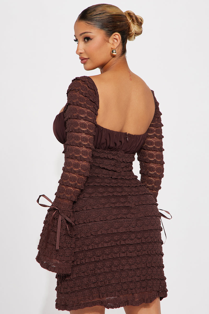 Lace V-Neck Cami Mini Dress - Brown, Fashion Nova, Dresses