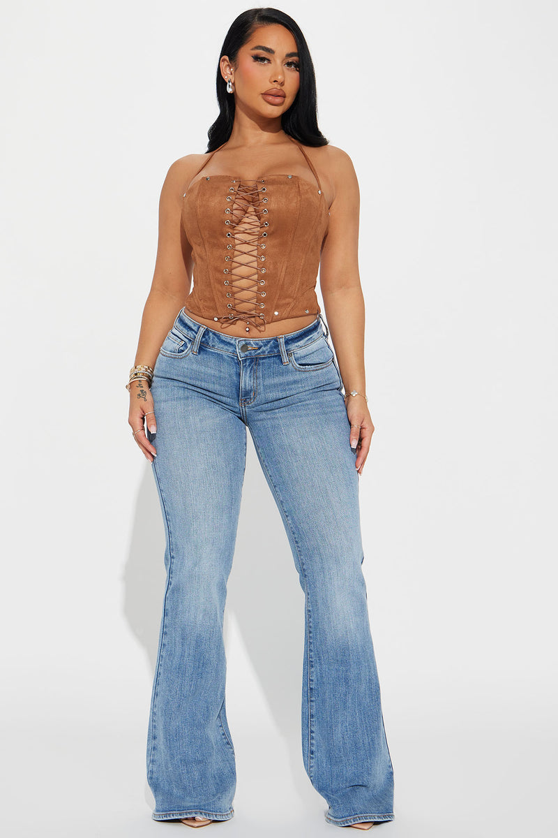 Hot List Strappy Corset top - Olive