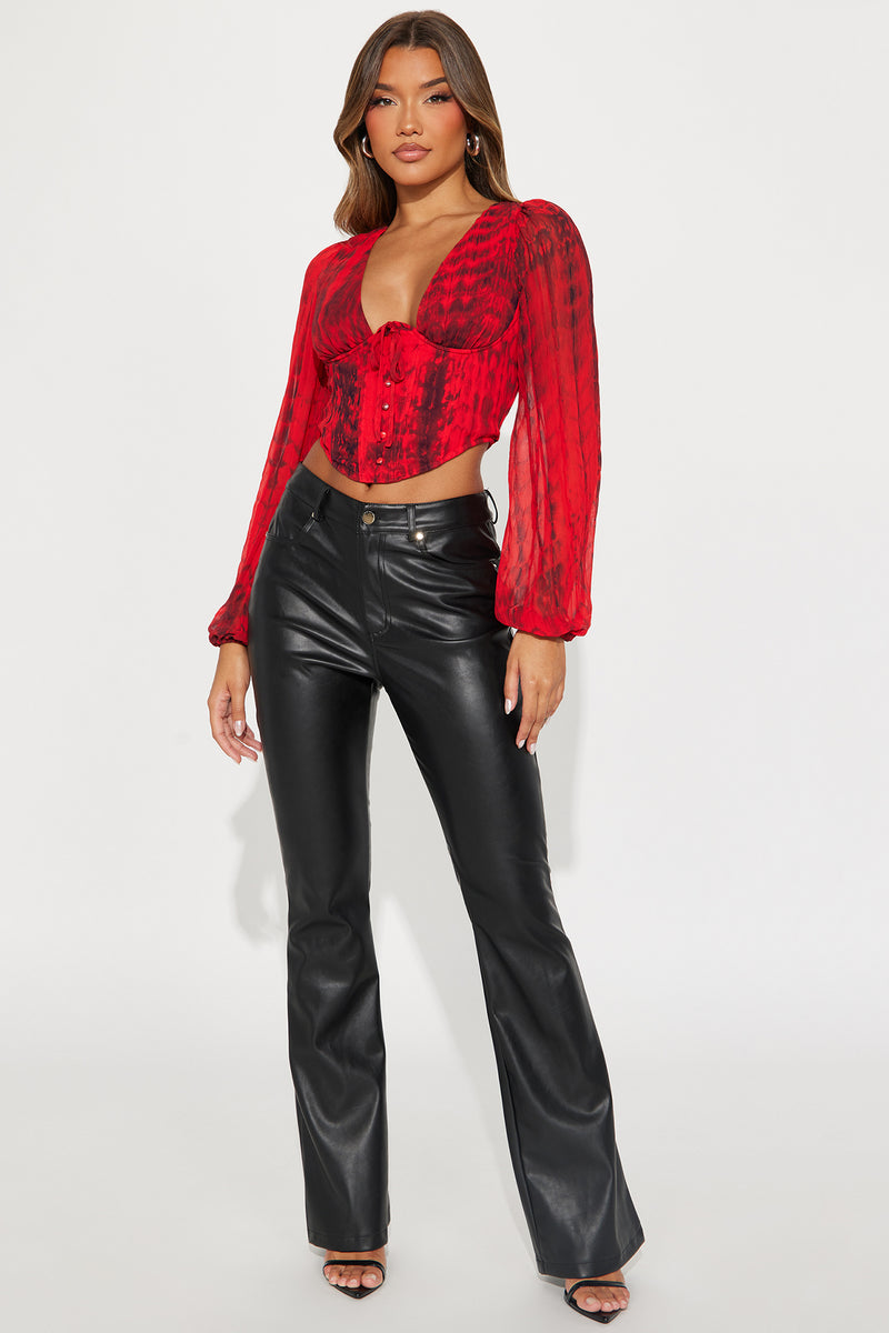 Sign Of The Times Corset Top - Red/Black, Fashion Nova, Shirts & Blouses