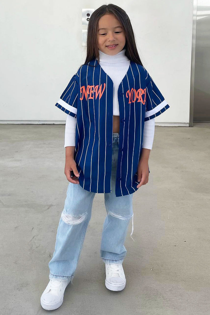 Mini New York Baseball Tee - Blue/combo, Fashion Nova, Kids Tops &  T-Shirts