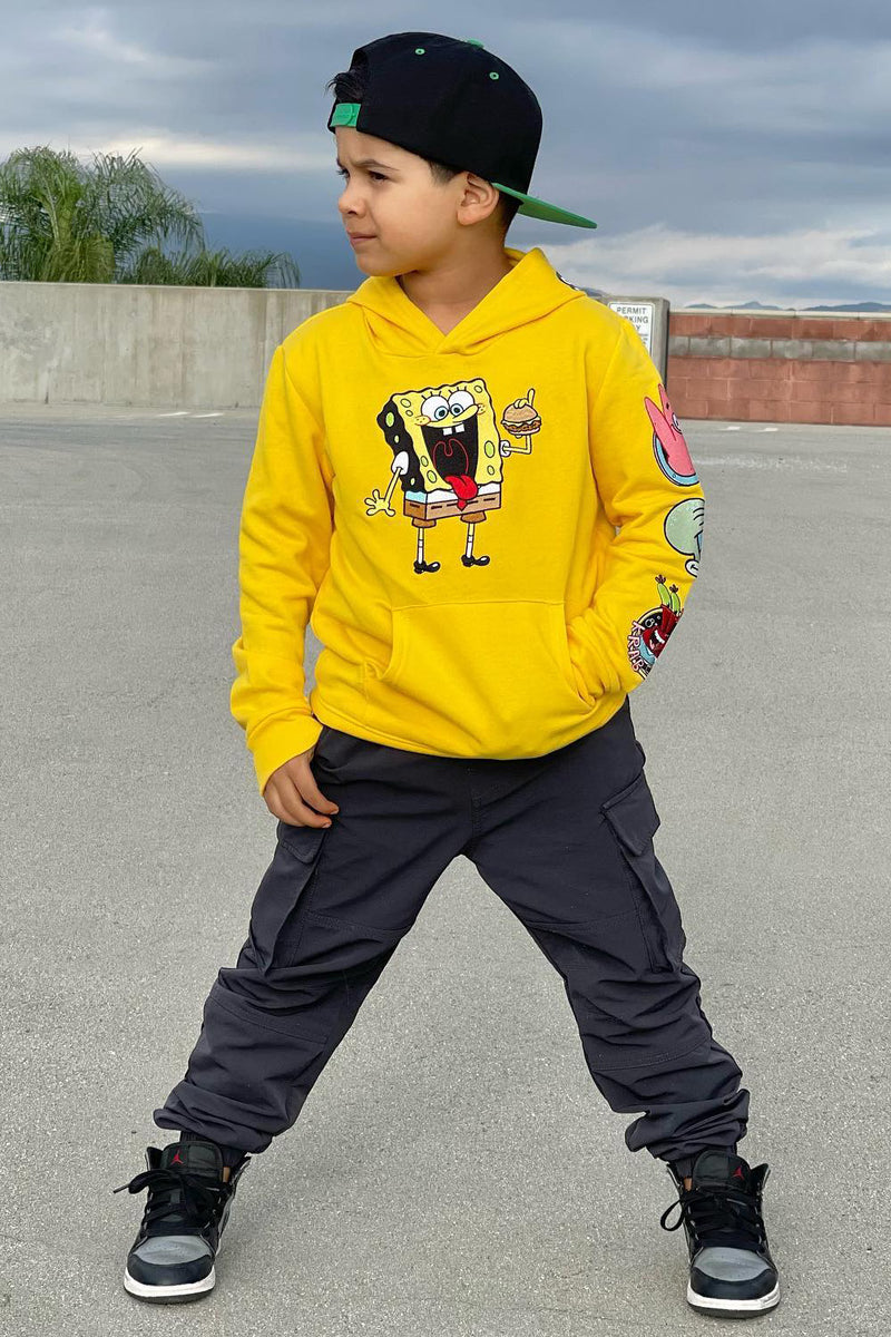 Mini Spongebob Squarepants Fleece Pullover Hoodie Gold Fashion