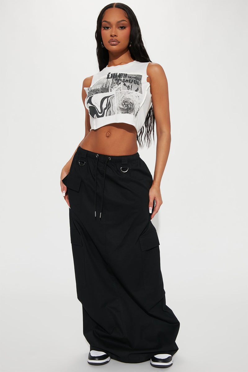 Cool Girl Cargo Maxi Skirt - Black