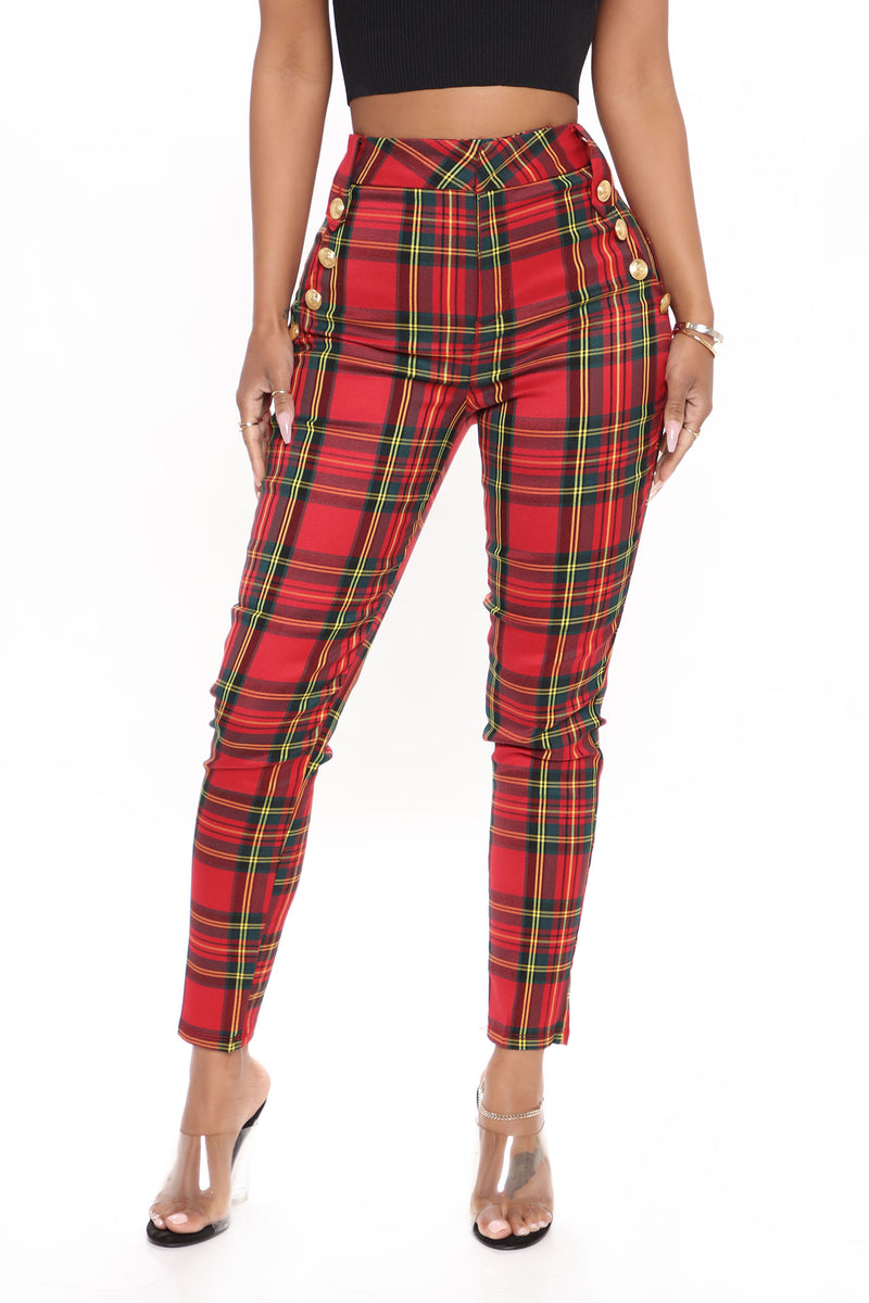 Feeling Focused Plaid Pant Set - Green/combo