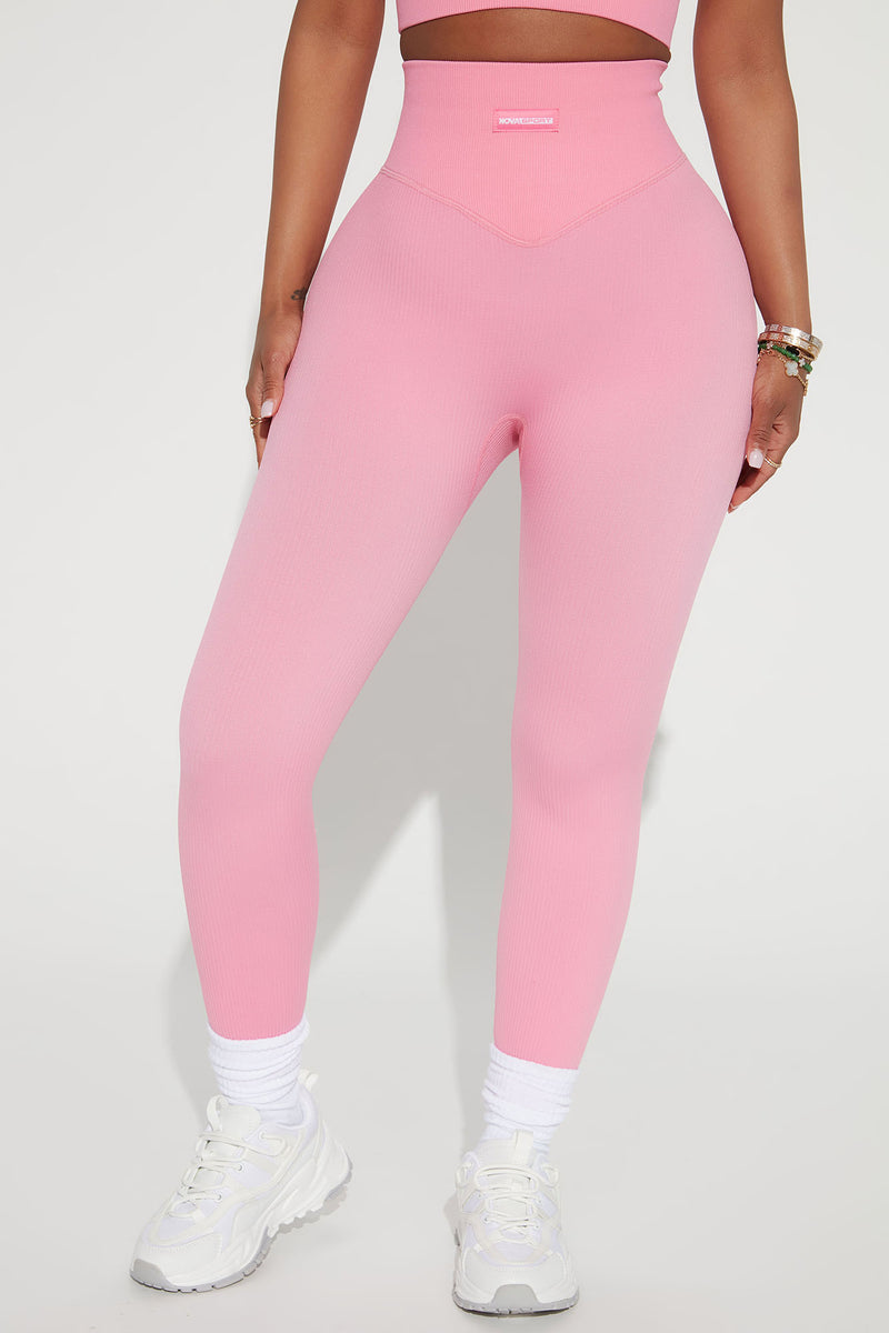 Ribbed Seamless Leggings - PinkS  Seamless leggings, Pink leggings, V shape