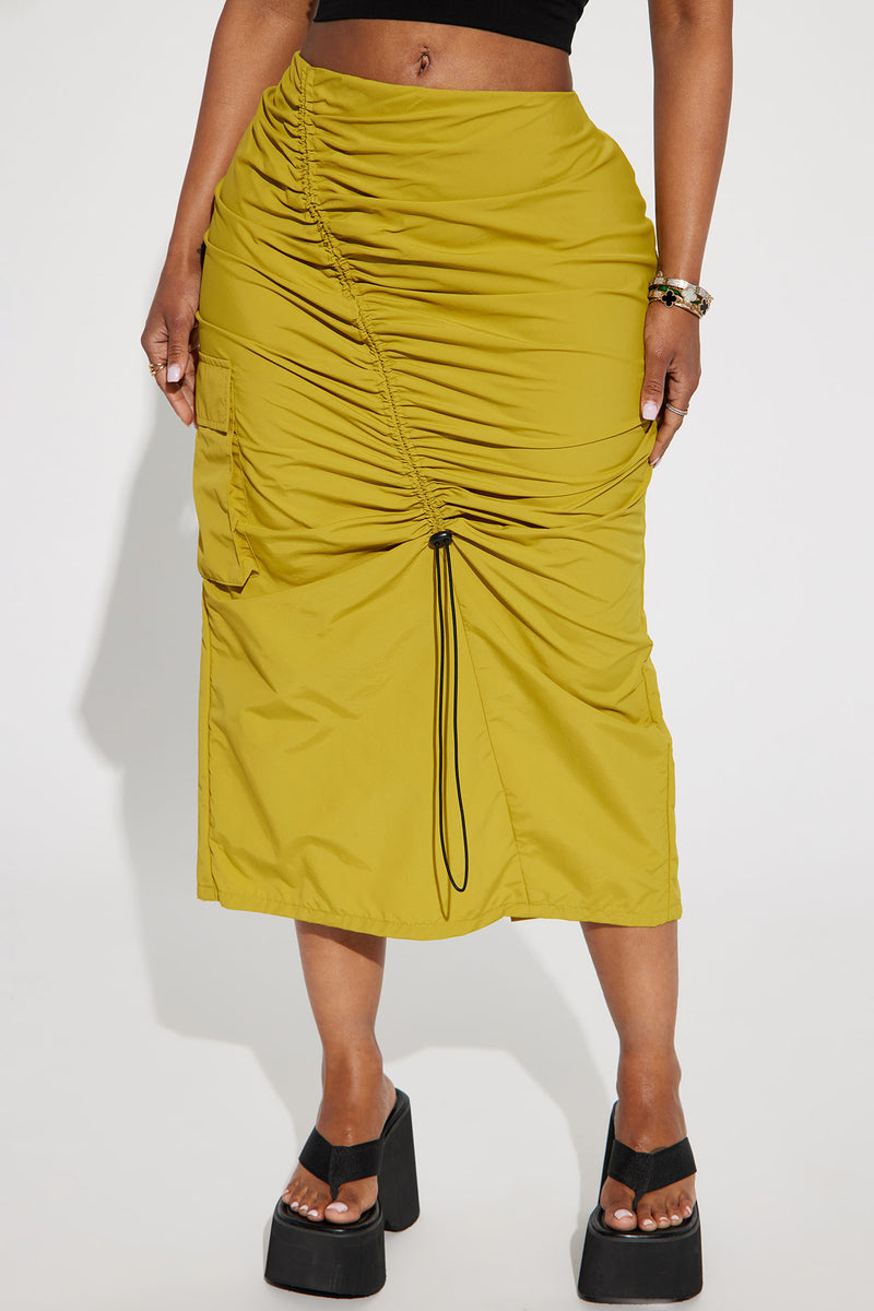 Feel This Good Cargo Maxi Skirt - Chartreuse