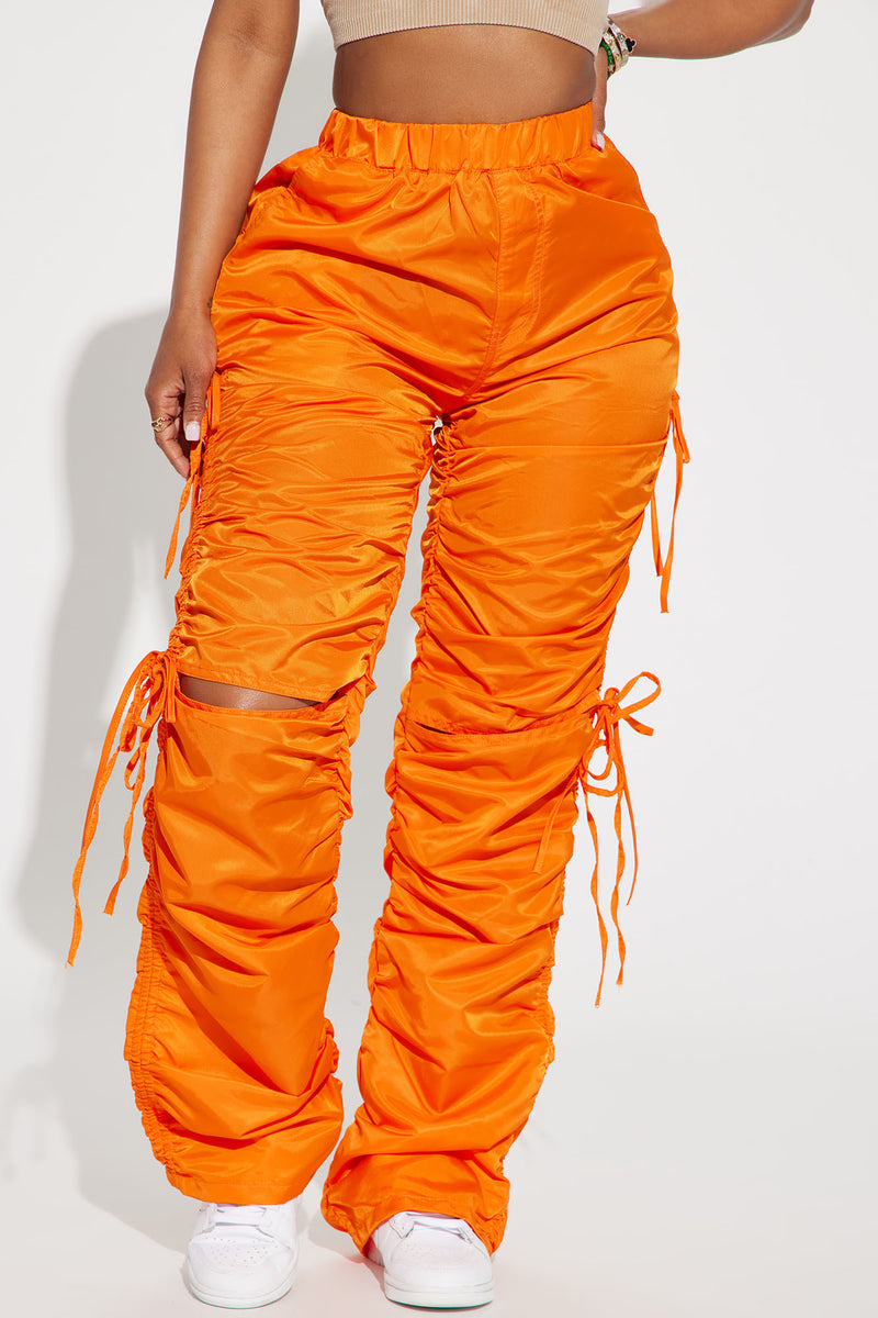 It's Settled Nylon Stacked Pant - Orange, Fashion Nova, Pants