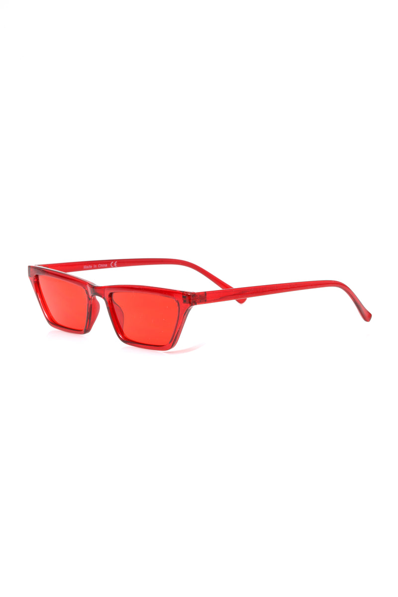 Over The Edge Cat Eye Sunglasses - Red, Fashion Nova, Sunglasses