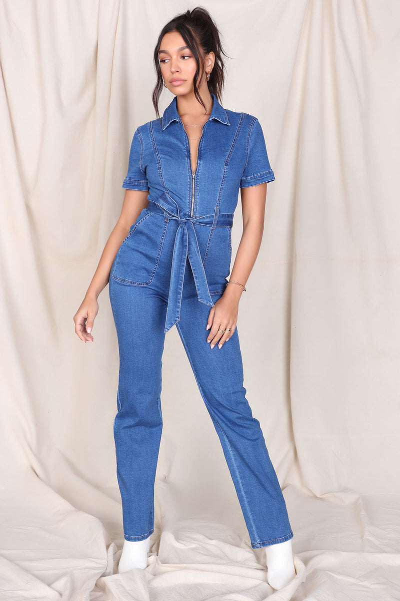 Dressed In Denim Jumpsuit - Denim