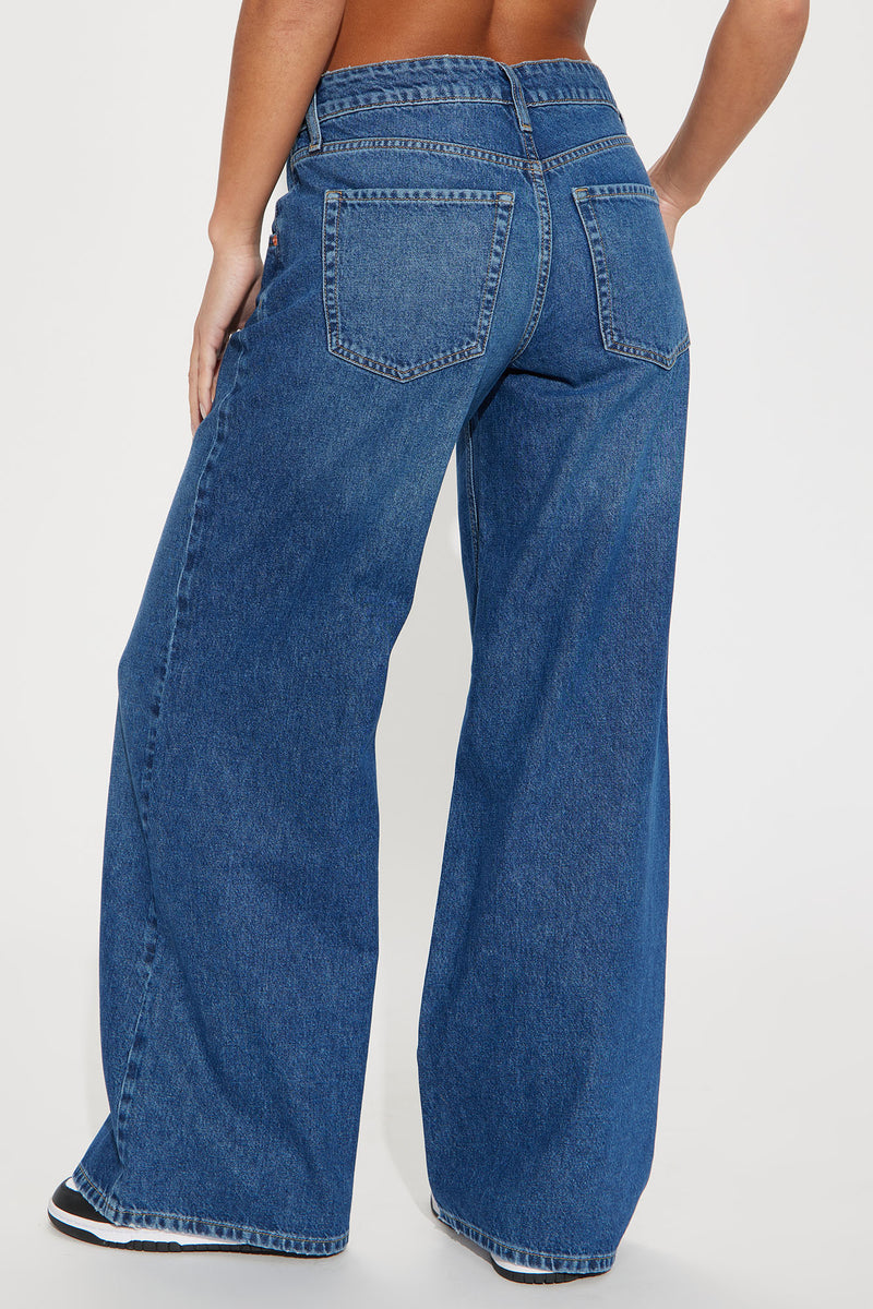 Meant To Be Non Stretch Wide Leg Jeans - Light Blue Wash