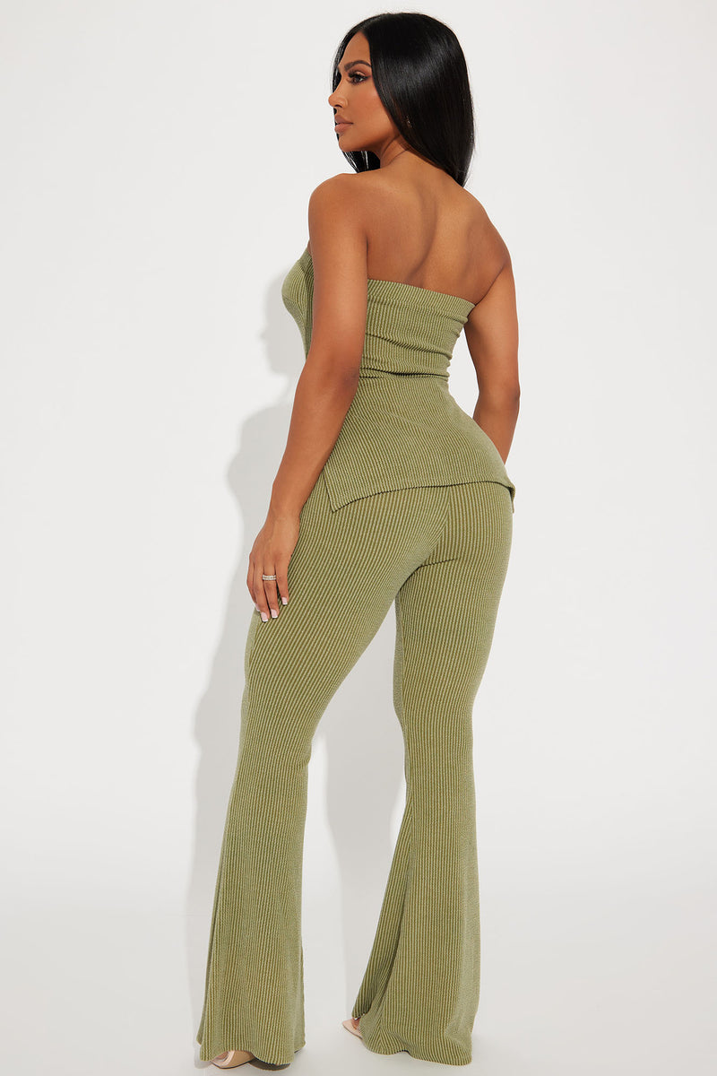 Highly Recommend Ribbed Pant Set - Olive, Fashion Nova, Matching Sets