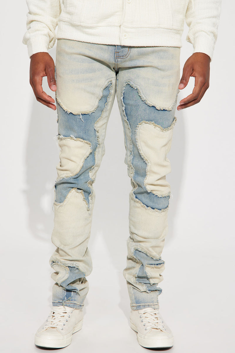 On To Something Ripped Stacked Skinny Jeans Light Blue Wash Fashion Nova Mens Jeans 1226