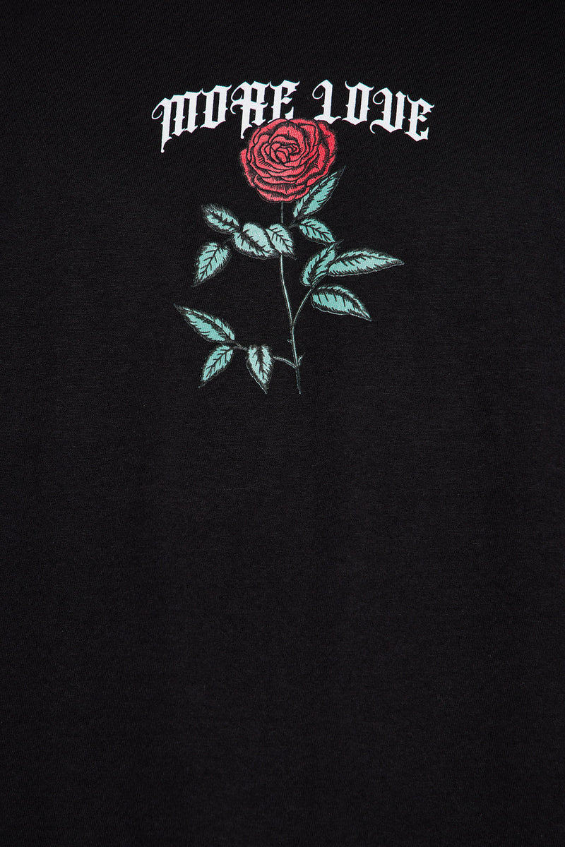 t shirt design love of rose with rose flower and black background