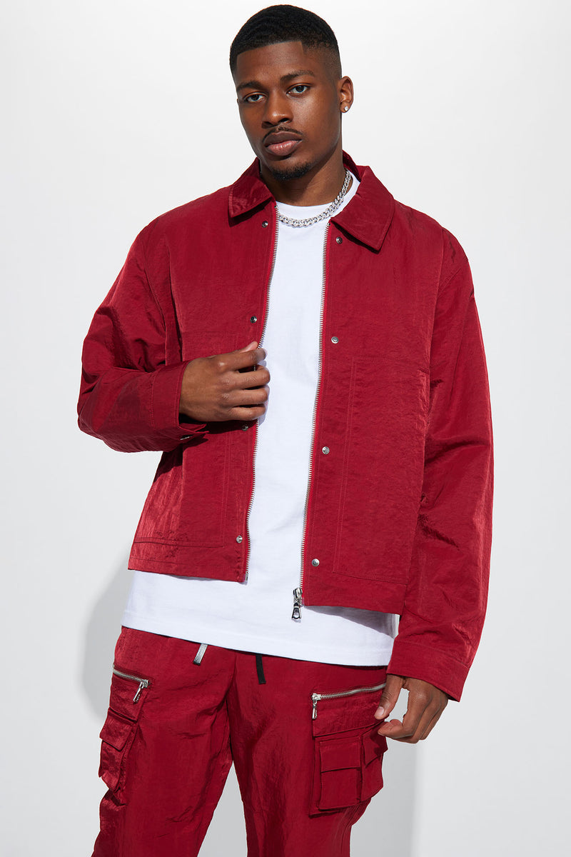 As It Was Nylon Coach Jacket - Burgundy | Fashion Nova, Mens