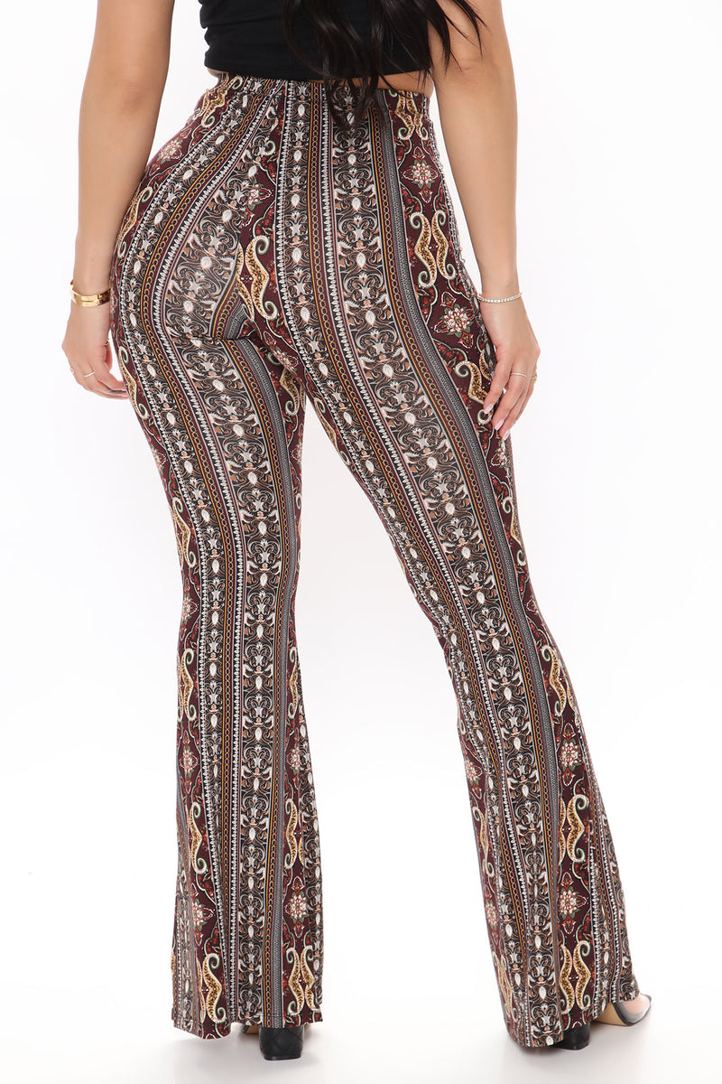 Jahia Flare Pants - Brown/combo, Fashion Nova, Pants