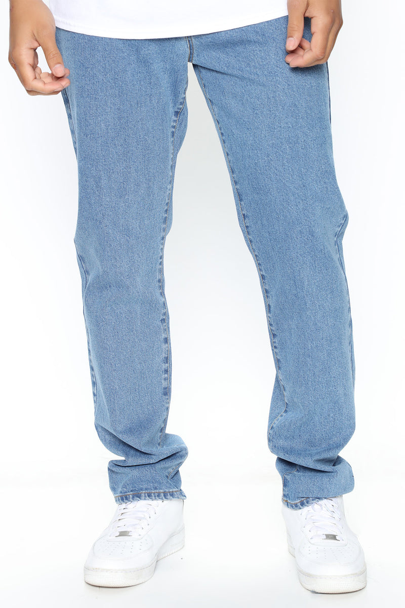 Men's Washed Cross Design Straight Jeans