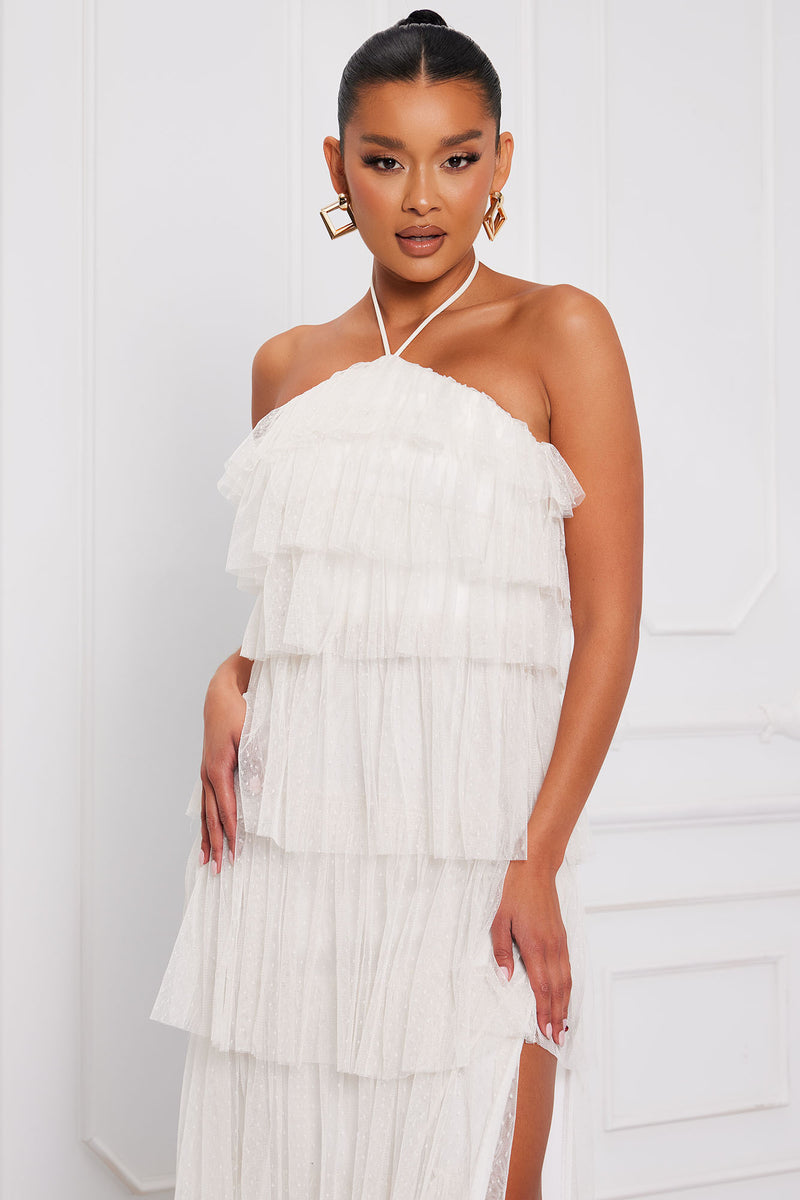 Faye Bandage Fringe Maxi Dress - White, Fashion Nova, Luxe
