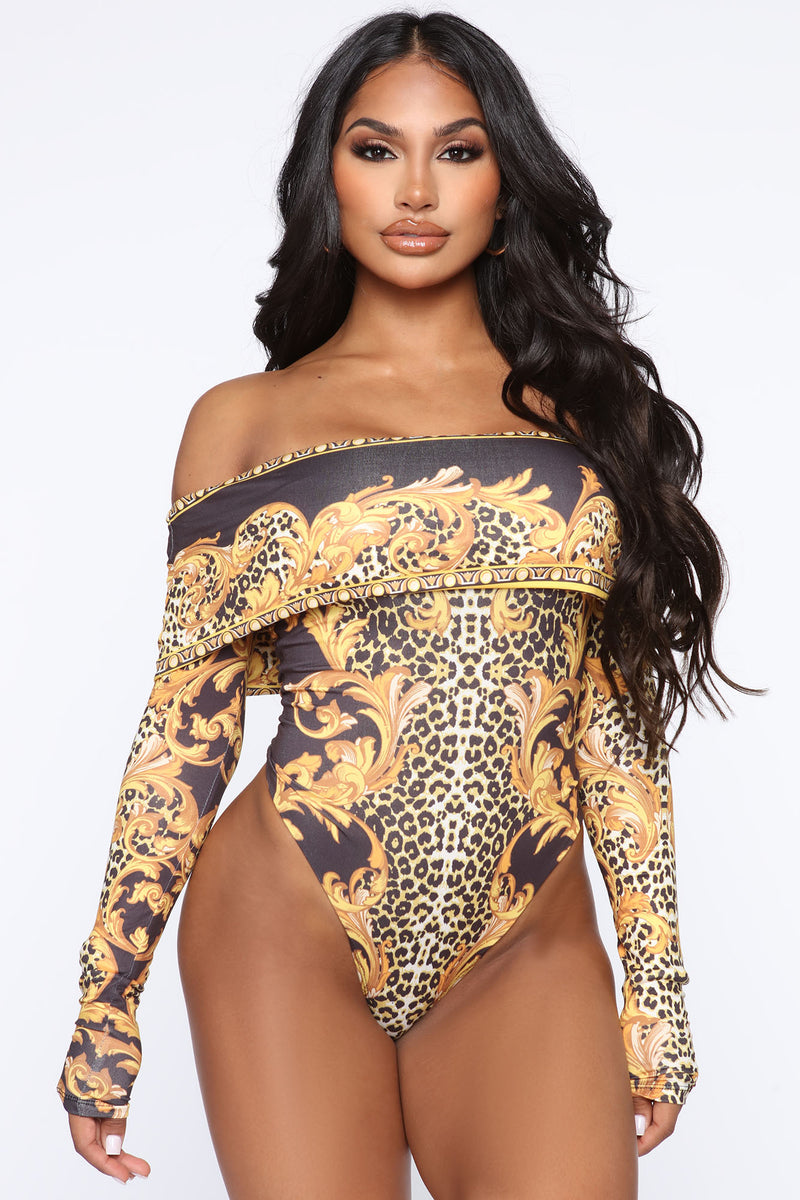 Too Much For You Long Sleeve Bodysuit - Black