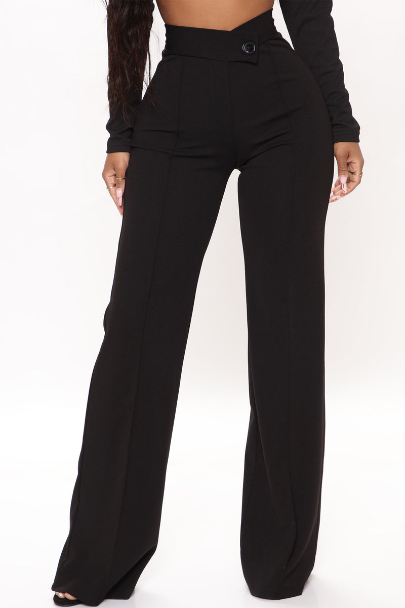 NWT Fashion Nova Curve Womens Dress Pants 1X Sasha Trousers Tuxedo Stripe  Ivory