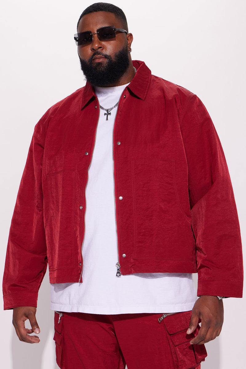 As It Was Nylon Coach Jacket - Burgundy | Fashion Nova, Mens