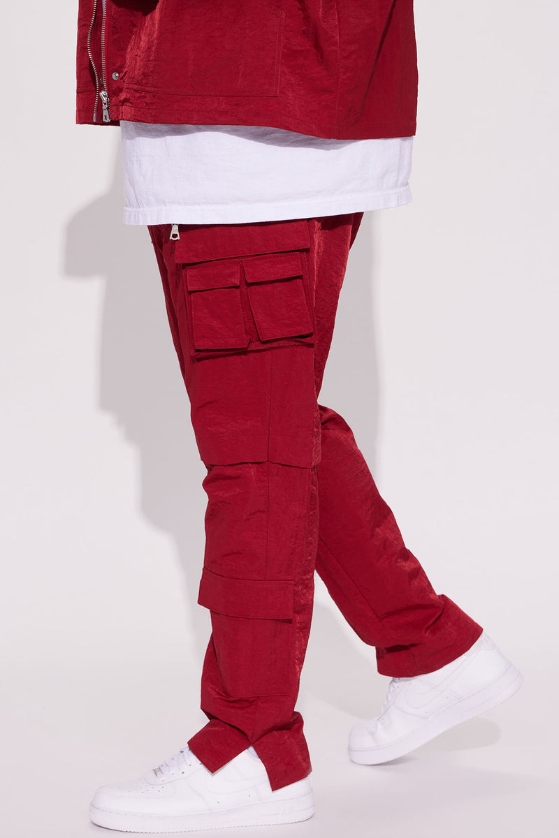 As It Was Nylon Cargo Pants - Burgundy | Fashion Nova, Mens Pants