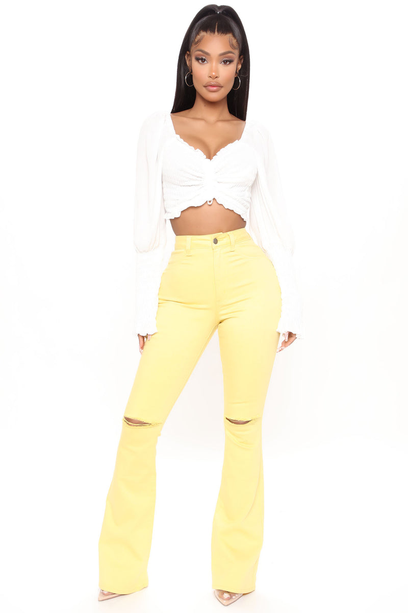 Here To Stay Flare Jeans - Yellow