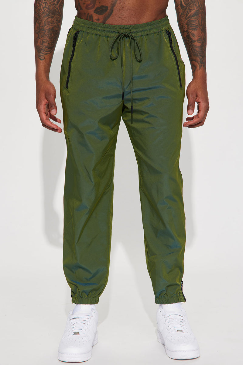 Cya Later Iridescent Nylon Pants - Green, Fashion Nova, Mens Pants