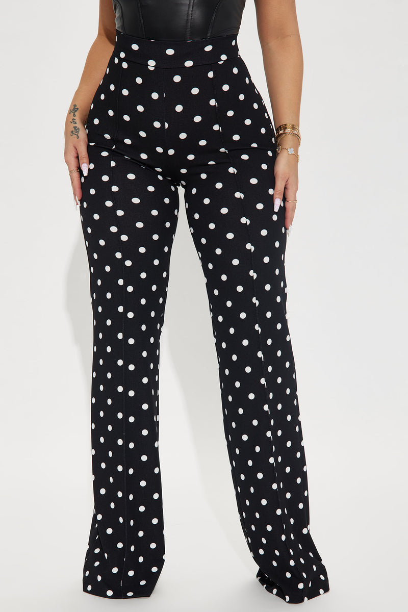 Women's Victoria High Waisted Dress Pant Polka Dot Combo in Ivory Size Small by Fashion Nova
