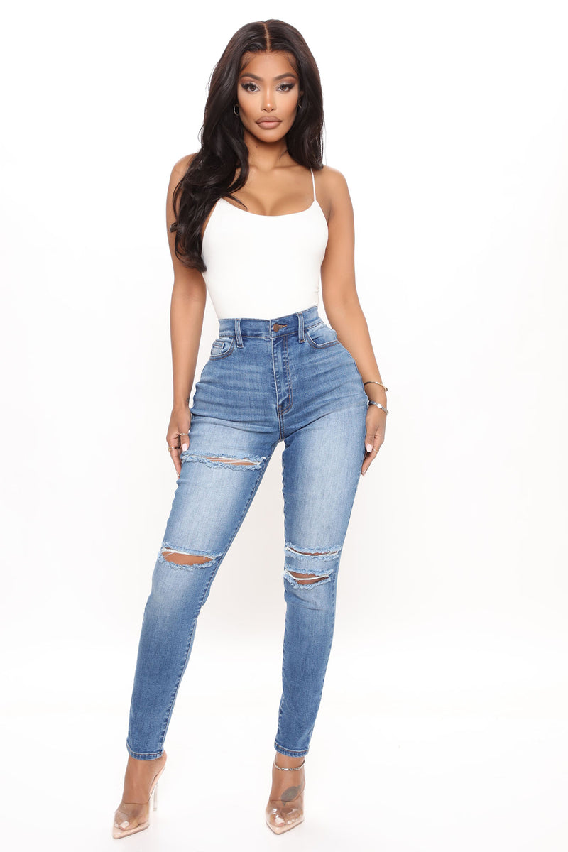 Trisha Ripped High Rise Skinny Jeans - Medium Blue Wash, Fashion Nova,  Jeans