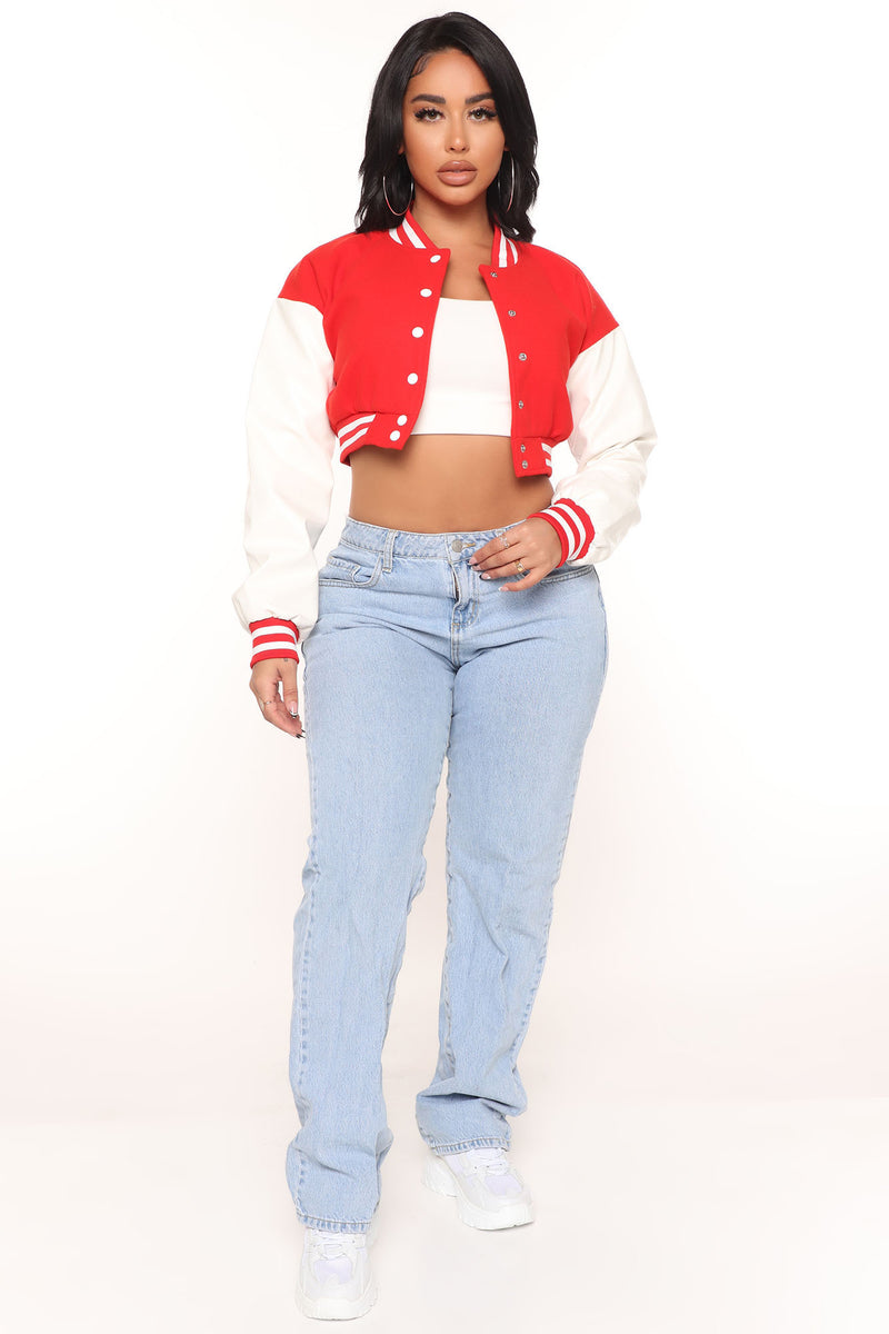 Mini in Session Fleece Varsity Jacket in Red Size 8/9 by Fashion Nova