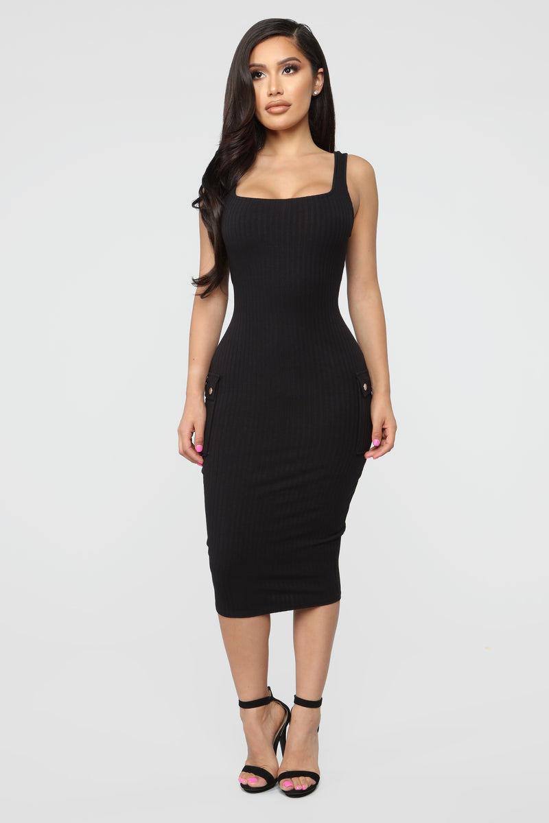 Slim Fit Wide Strap Square Neck Ruched Waist Midi Dress – sunifty