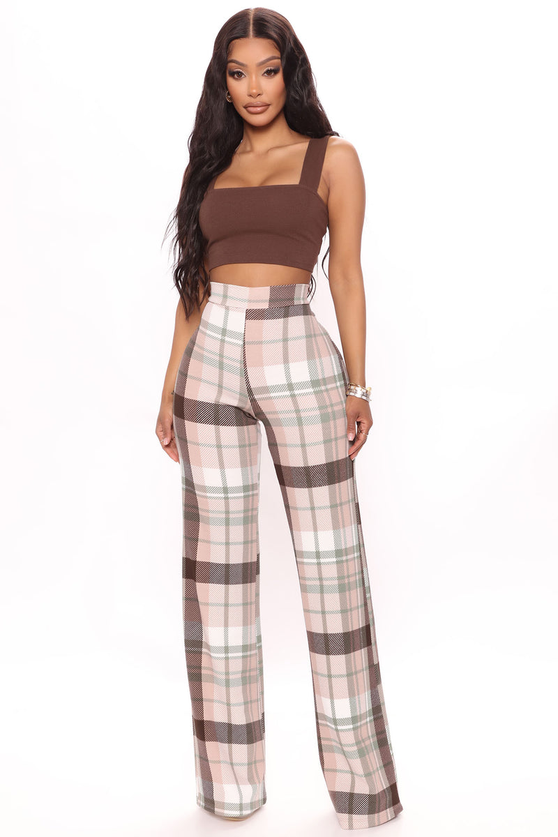 Jahia Flare Pants - Brown/combo, Fashion Nova, Pants