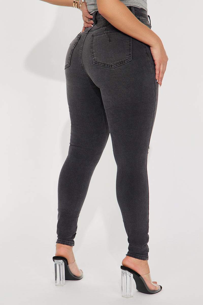 Women's Curvy High-Rise Ripped Black Super Skinny Jeans, Women's Clearance