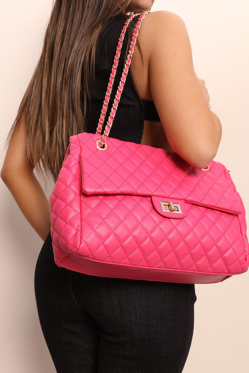 Here To Slay Hot Pink Woven Handbag
