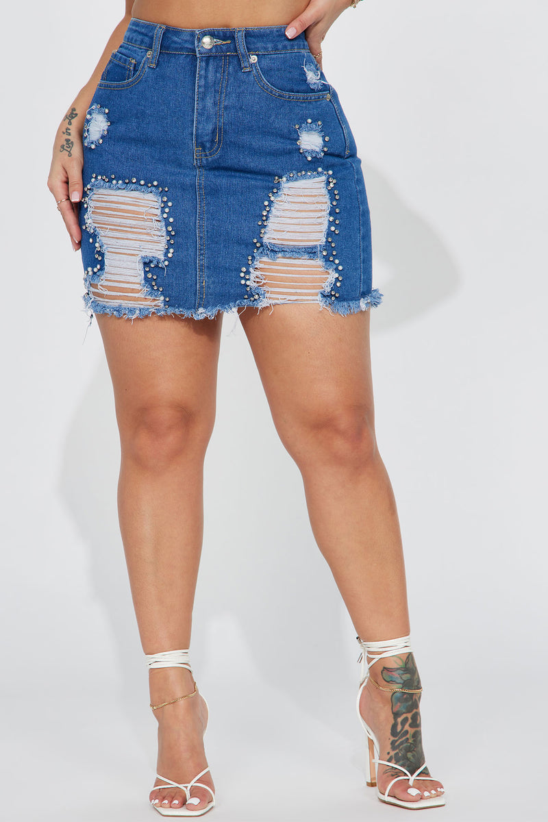 Lead You On Pleated Denim Mini Skirt - Medium Wash, Fashion Nova, Skirts