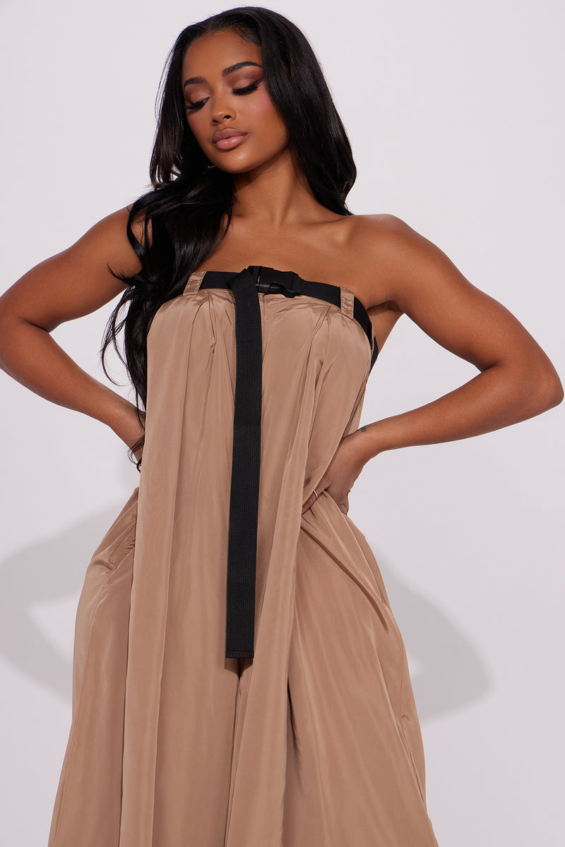 Ruffle Utility Jumpsuit- Taupe