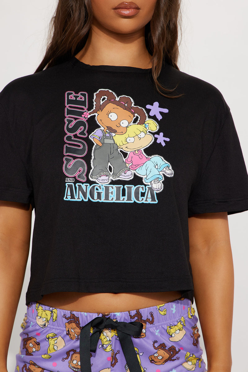 Rugrats Susie & Angelica PJ Short Set - Black/combo