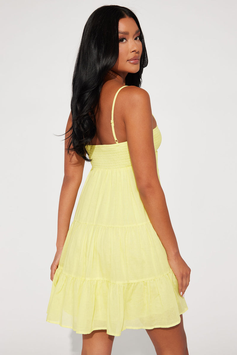 Yellow mini dress fashion clearance nova