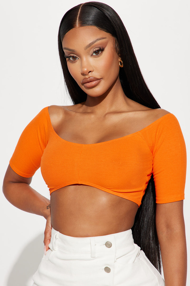 Popular Demand Crop Top Orange Fashion Nova Knit Tops Fashion Nova 