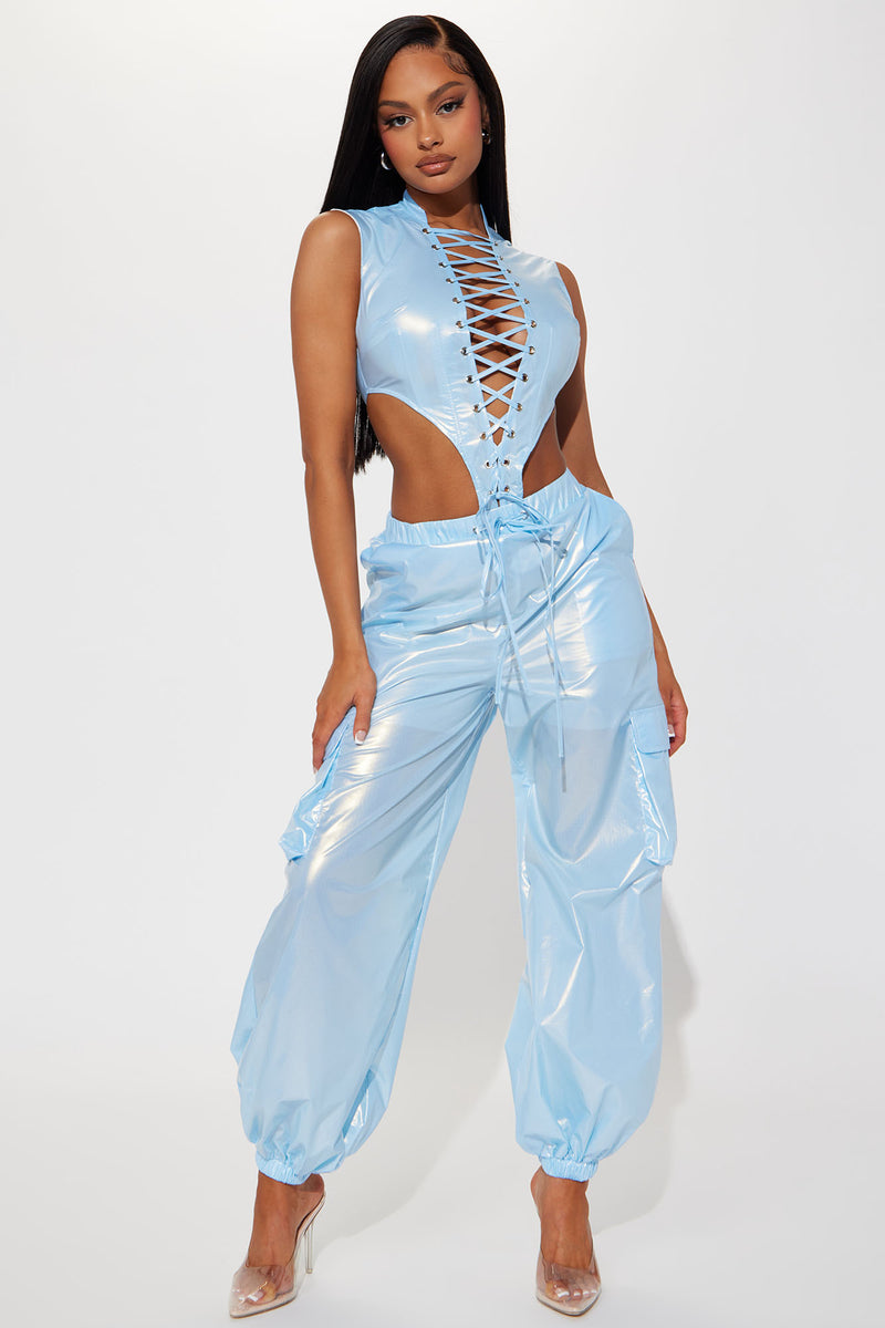 Steel Blue Jumpsuit/Wrap Pants – Girls Downtown