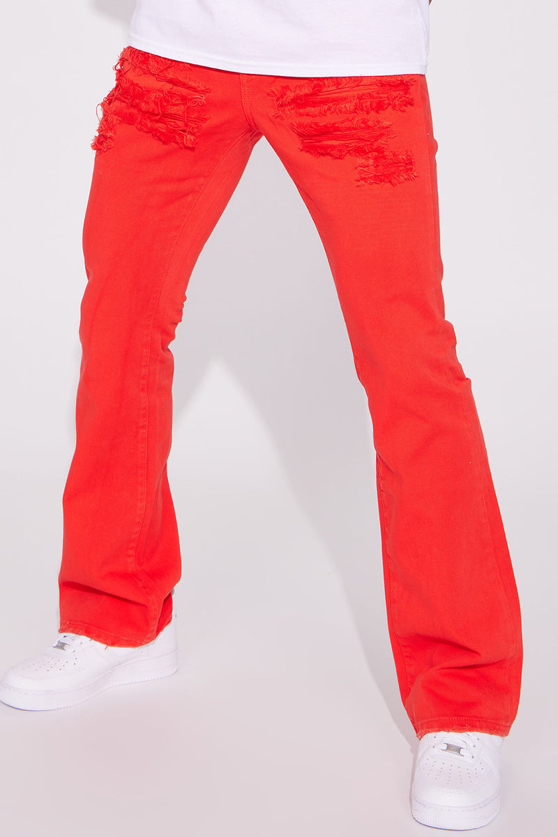 Distressed Fray Hem Skinny Jeans - Red, Fashion Nova, Mens Jeans