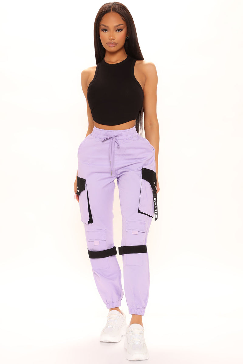 Lilac Purple Utility Pocket Cargo Trouser Pants –
