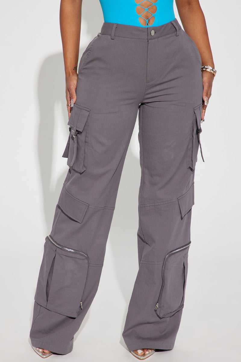 Walk On By Cargo Pant - Charcoal, Fashion Nova, Pants
