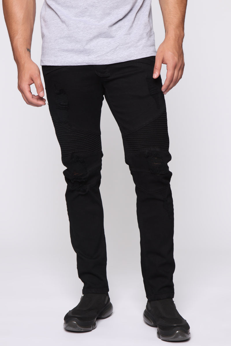Tyrelle Moto Jeans - Black, Fashion Nova, Mens Jeans